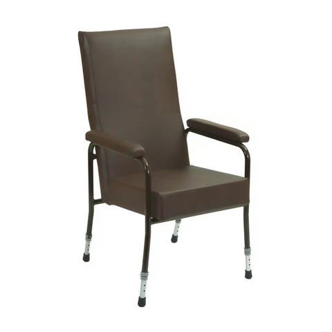 Close-up of the vinyl upholstery and lumbar support detail.