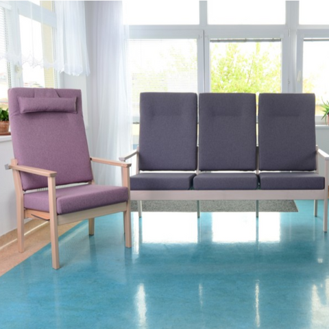 Alta Chilli chair in situ in a healthcare waiting room setting.