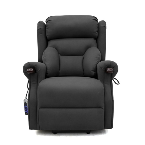 AURORA recliner fully reclined with extended leg rest and tilted backrest anthracite.
