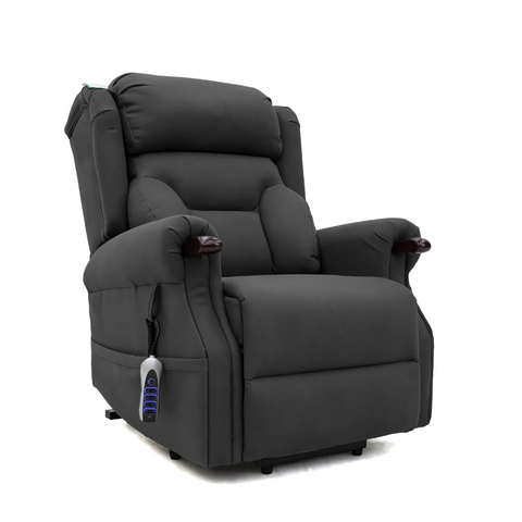 Front angle of AURORA recliner in upright position with pocket-sprung cushion in anthracite.