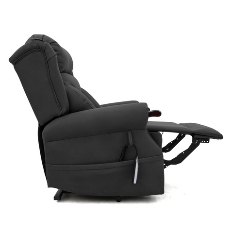 The aurora recliner fully extended, allowing users to relax comfortably in the AURORA orthopedic chair in anthracite.