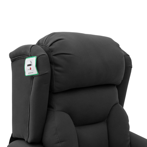 An up close image of the aurora recliner comfortable recliner headrest in anthracite.