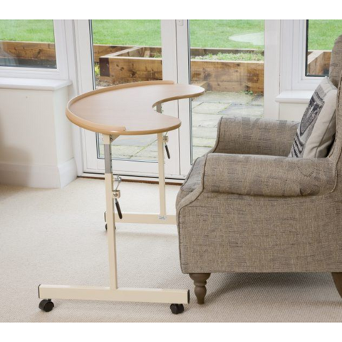 Equipped with smooth height adjustment levers on both sides, the table can be easily raised or lowered to suit individual needs.
