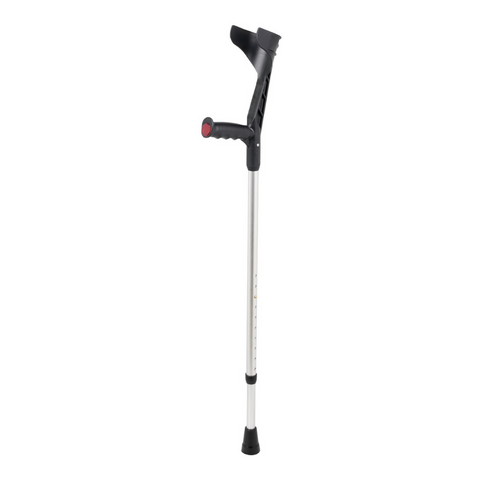 Single Eco 120 crutch positioned on floor with solid ferrule in contact with ground.