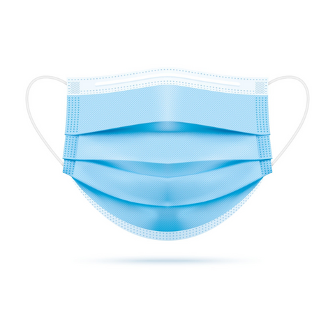 50-pack of disposable Type IIR medical face masks with ear loops and nose wire for secure fit.