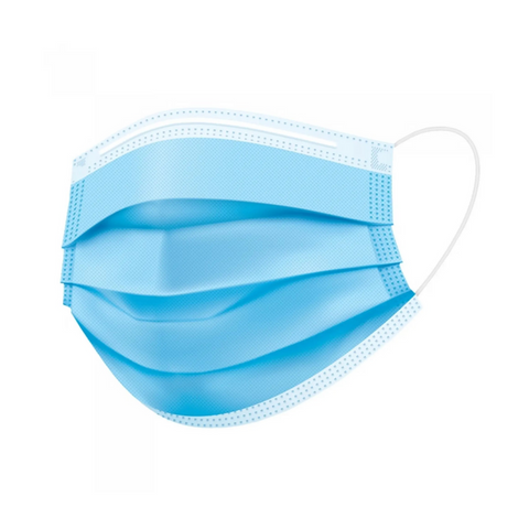 Medical-grade Type IIR face masks, 50-pack, designed to protect against bacteria and fluid splashes.