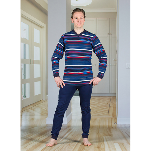 Men's Striped Jumpsuit with Back Zipper