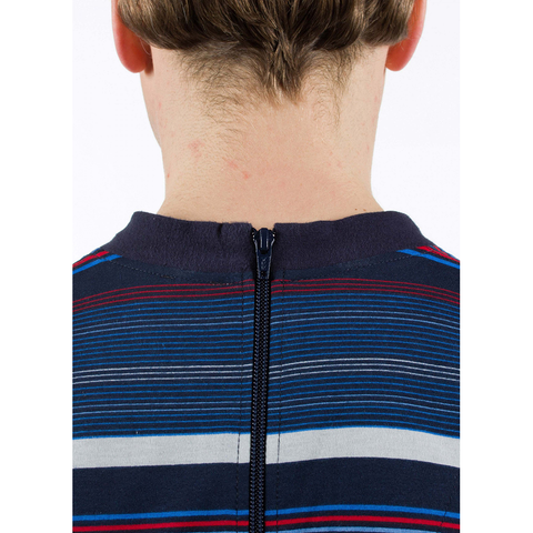 Men's Striped Jumpsuit with Back Zipper