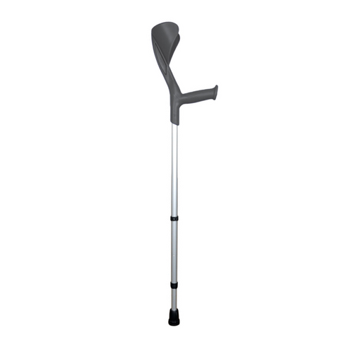 Lightweight, durable crutch featuring adjustable handle height (77–98 cm), noise-reducing inner tube cap, and ergonomic arm support for enhanced mobility and stability.