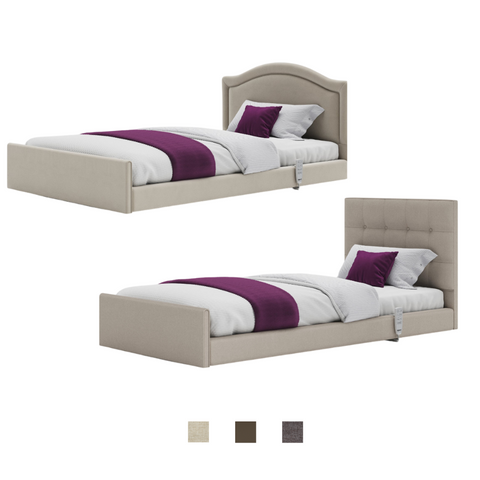 Close-up of twin-tyre lockable castor wheels on Signature bed chassis.