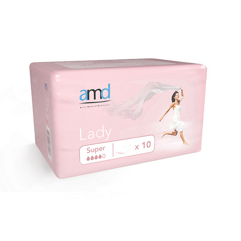 Discreet and Reliable Protection for Light Incontinence. The AMD Lady Pads in super provide ultra-absorbent, discreet protection for light urinary leakage. Designed for active women, they feature a deodorant system, ultra-soft inner strip, and freshness sensors to keep you comfortable and dry throughout the day.
