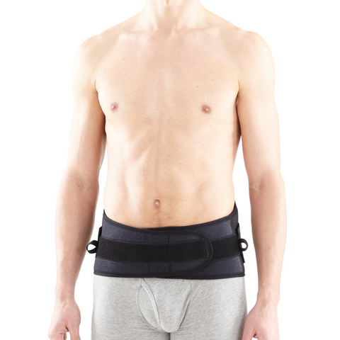 Neo G back brace next to a Hot & Cold Therapy Pack, showing compatibility for combined relief.