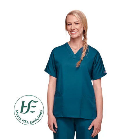 Cherokee Unisex Scrub Top Caribbean Blue