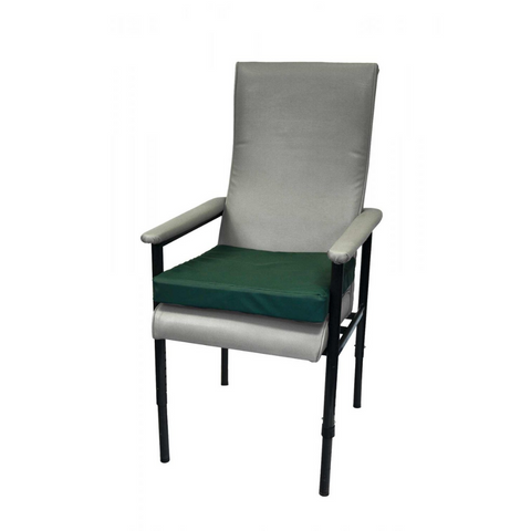 
The NEST Cushion on a standard chair, designed to provide pressure relief and comfort for seated patients, demonstrating its durable and breathable qualities in a typical medical setting.