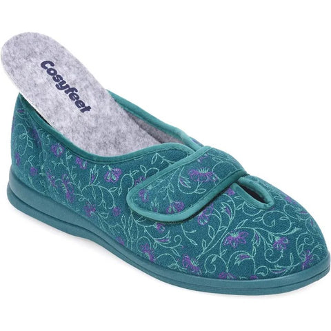 Cosyfeet Diane Slipper Jade Floral