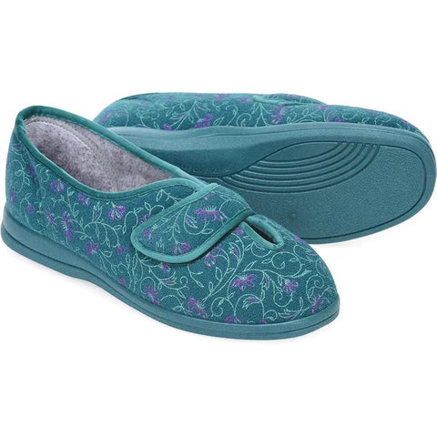 Cosyfeet Diane Slipper Jade Floral