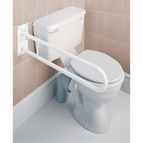 750mm foldable bathroom support rail for toilet use, designed for elderly or disabled users.
