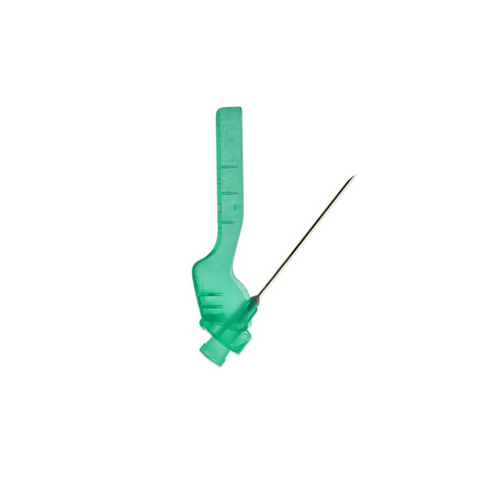 Hypodermic needle green 23g comes in a box of 100 in 11/4 inches.