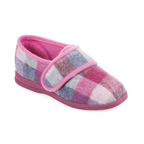 Cosyfeet Holly Slipper Pink Check