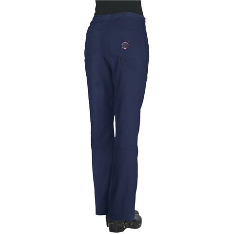 Koi Peace Trousers offer a modern straight leg fit and multiple pockets, including a cargo pocket. The rib knit trim adds a textured detail, while the athletic-style 2-way stretch fabric provides ultimate comfort.