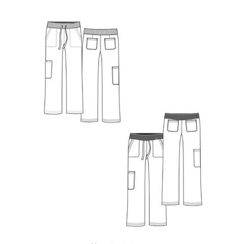 Koi Classics Morgan Scrub Trousers - Navy graphic design.