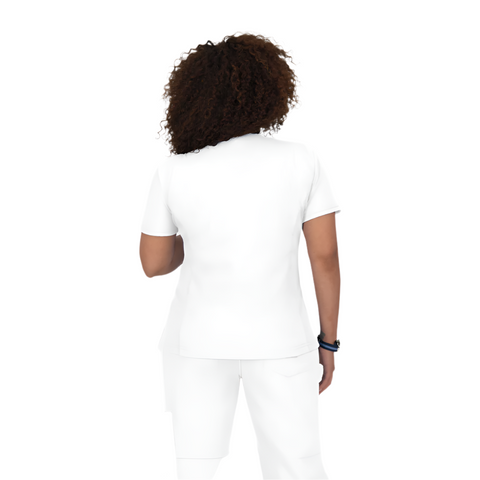 Koi Lite Philosophy Scrub Top white back