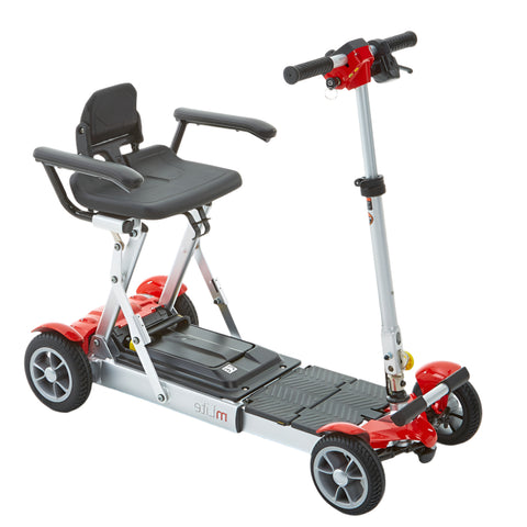 armrests for an mlite folding scooter. The entire scooter can be seen, with the armrests attached. This shows the position and how comfortable adding the armrests would be