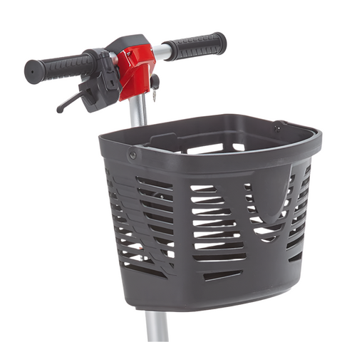 Image of the front basket for mlite scooter attached to just beneath the handle bars.