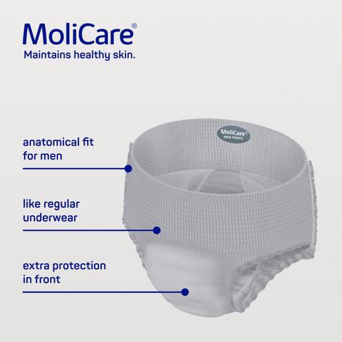 MoliCare Premium Pad 7 Drops with advanced absorbent core technology for leak protection, neutralising odours, and maintaining skin health for men with incontinence.
