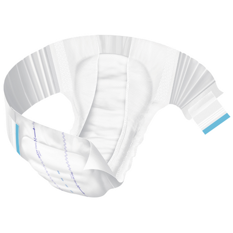 Close up image of the molicare premium elastic slip. It is perfect for protection against heavy incontinence leaks. It is designed to be comfortable worn all day long with the re seal-able tags making it easy to change for you and a carer.