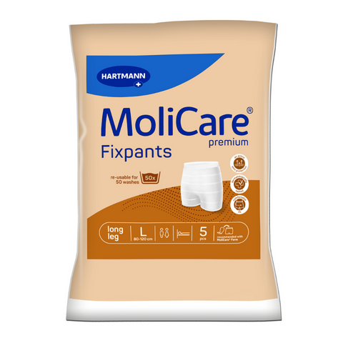 The molicare premium fixpants in the size the large with long leg. These are designed to be used with incontinence pads to hold the pad in place all day long offering extra protection and security.