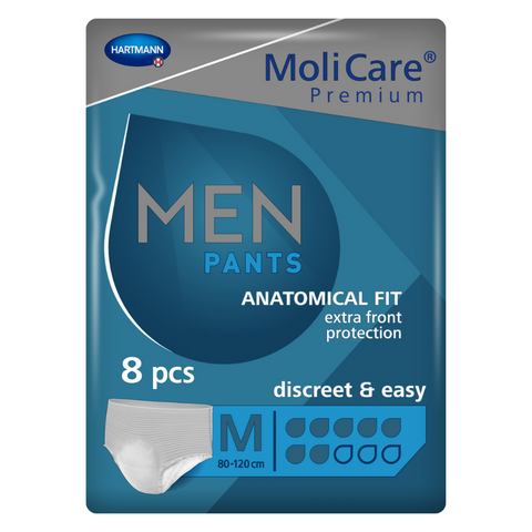 MoliCare Premium Pad 7 Drops for men, designed for moderate incontinence with a unique absorbent core for fast fluid absorption and all-day dryness.