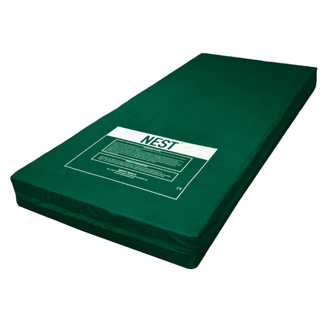 A fully zipped medical pressure-relieving mattress revealing its innovative 3D spring structure, engineered for superior pressure distribution and airflow.