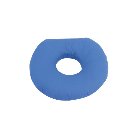 Image of the blue doughnut ring cushion, which is made from a polyplus soft material with a vapor permeable cover.