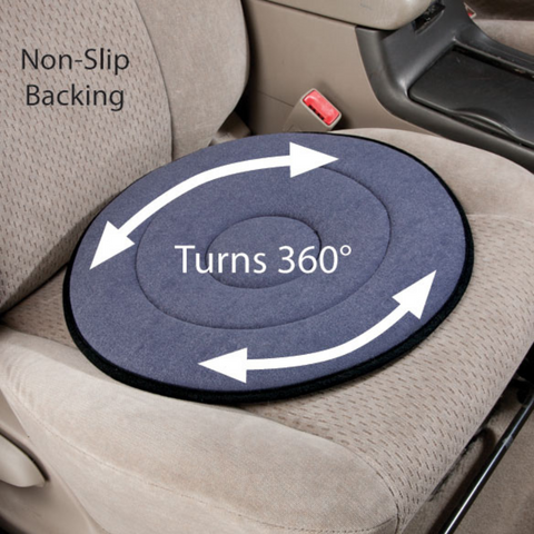 Swivel seat in the car seat, the rubber back grips firmly on the car seat to allow for easy departing from the car using the swivel seat turning 360 motion.