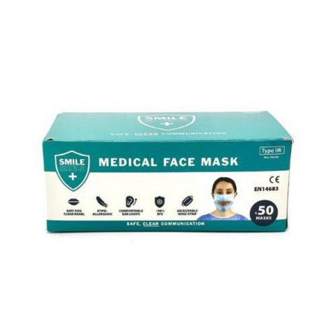 Smile Shield Face Mask - 50 Pack
