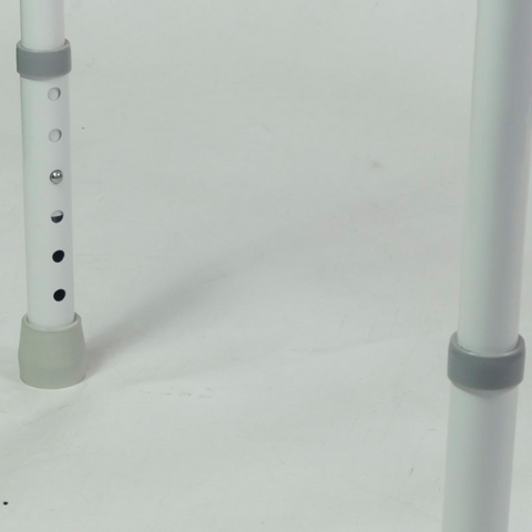 Close-up the different levels of height adjustable toilet frame.