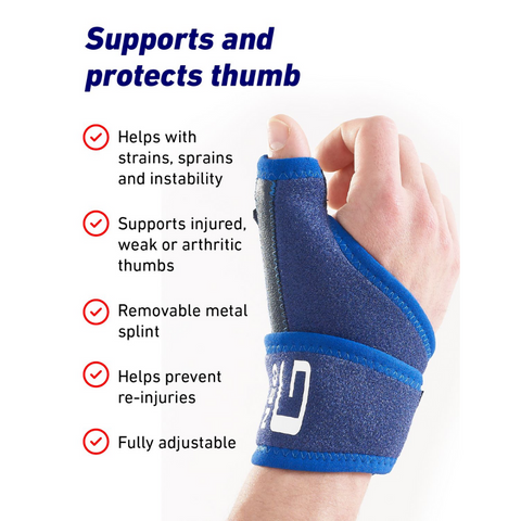 Thumb support brace being adjusted for a secure, customizable fit.