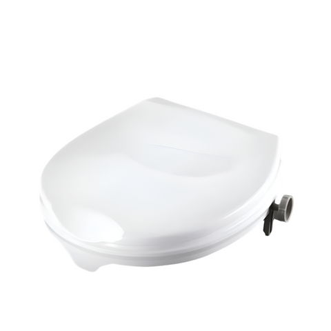 Image of the 2 inch toilet seat raiser with lid.