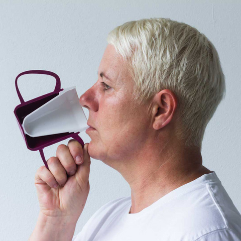 Two Handled Mug With Internal Cone, no need to tilt head or neck to drink.