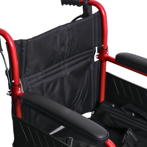 Detailed shot of the back rest on the i-Lite wheelchair, emphasizing convenience and ease of use.