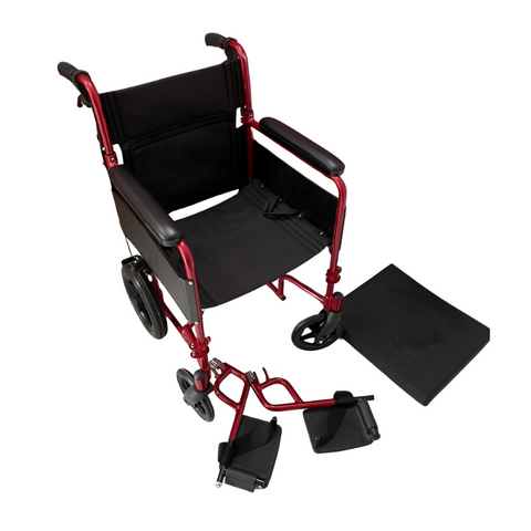 i-Lite wheelchair showing off its sturdy construction with solid tires, ensuring reliability.