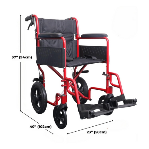 The i-Lite Travel Transit Wheelchair in use, with a person comfortably seated, demonstrating its comfort and design.
