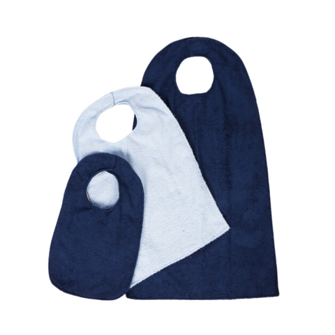 Waterproof Terry Cloth Navy Bib