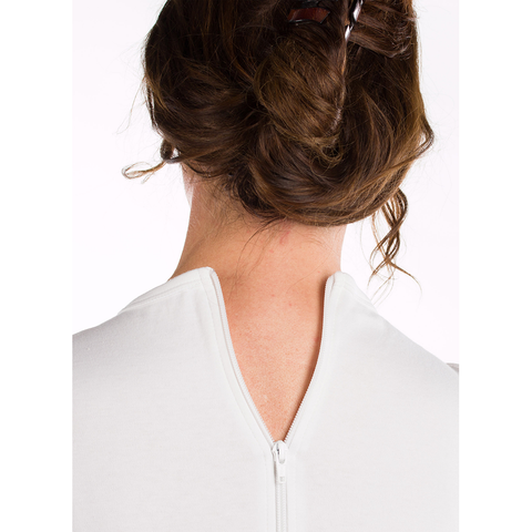 White Bodysuit with Back Zipper Closure