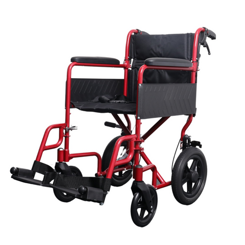 i-Lite Travel Transit Wheelchair folded for easy storage, showcasing its quick-fold mechanism.