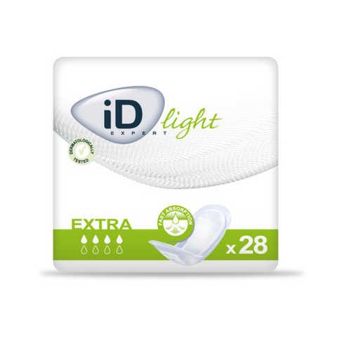 iD Light Range – Feminine-shaped pads offering maximum discretion and security with an anatomical fit. Designed for light to moderate incontinence, each pack contains 28 absorbent pads.