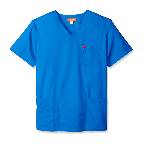 Image showing the royal blue scrub top which is suitable for both men and women in healthcare professions.