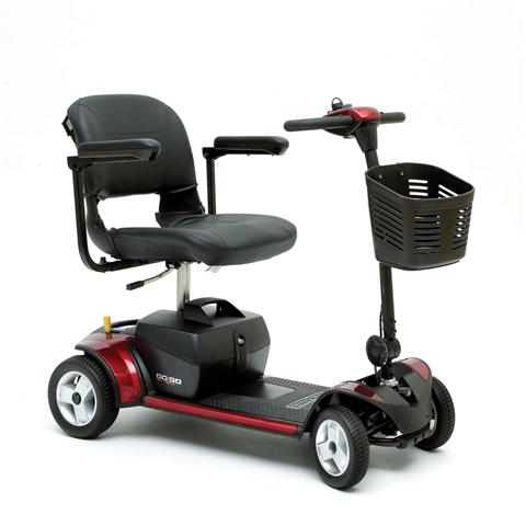 A view of the front of the mobility scooter which is available to hire